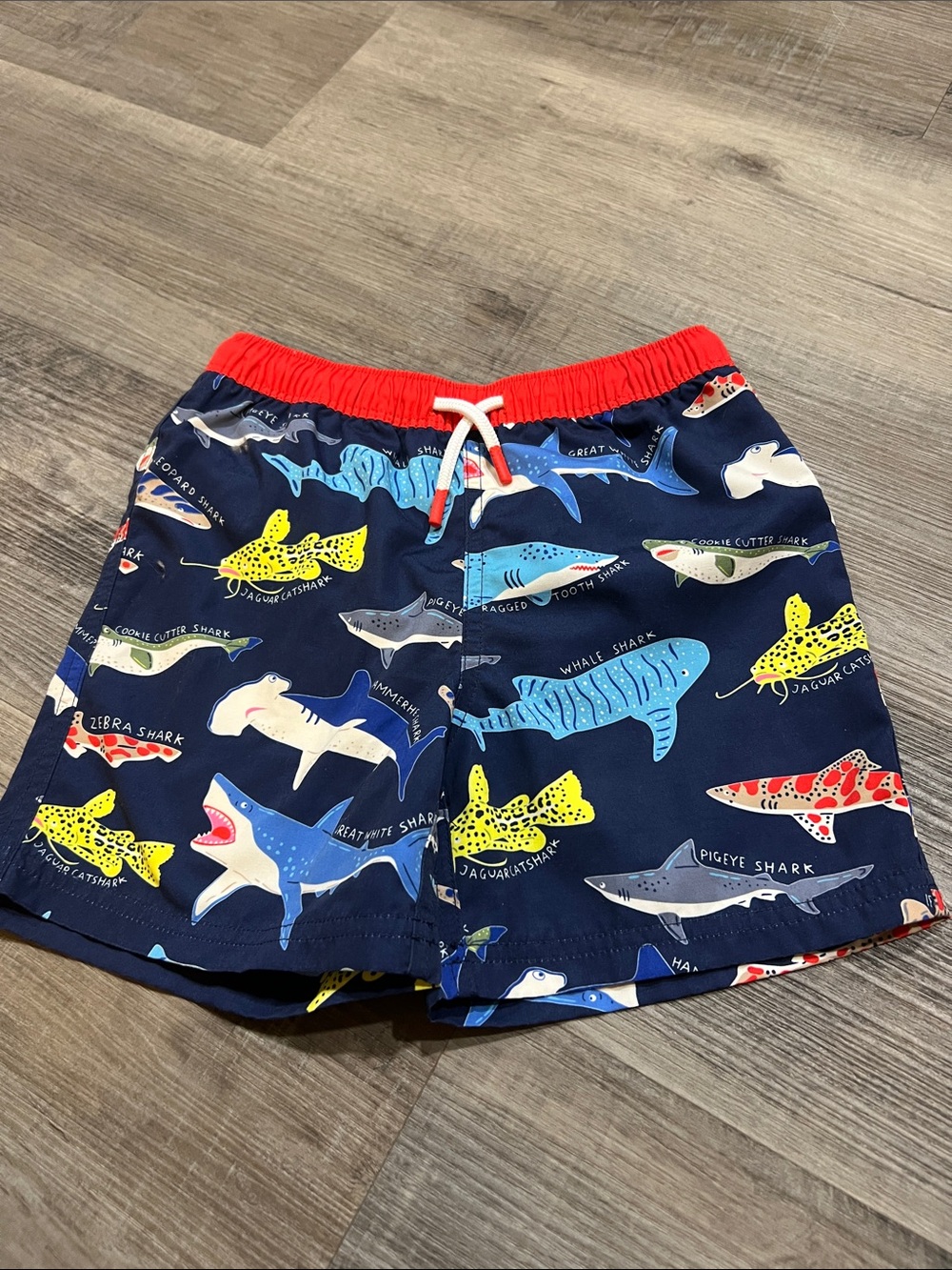 Mini Boden shark swim trunks size 6-7